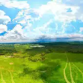 geo-aerial view of colombia fields forest and sky