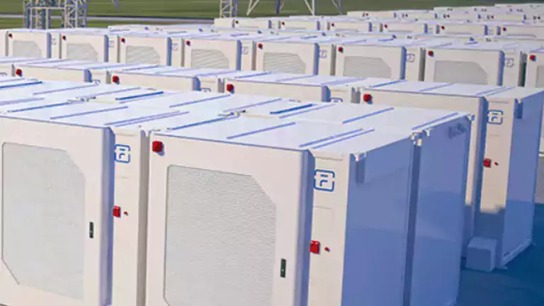 Rows of large battery energy storage